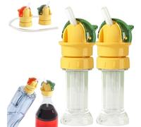 Water Bottle Spout Conversion Cap with Straw, Reusable Beverage Water Bottle Straw Lid, Flip Top Universal Spout Lid Converter, Soft Silicone Straws Makes Drinking on the Go