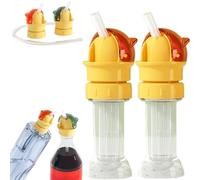 Water Bottle Spout Conversion Cap with Straw, Reusable Beverage Water Bottle Straw Lid, Flip Top Universal Spout Lid Converter, Soft Silicone Straws Makes Drinking on the Go