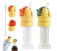 Water Bottle Spout Conversion Cap with Straw, Reusable Straw Cap Portable Water Bottle Spout Adapter, No Spill Soft Silicone Straws Makes Drinking on the Go, for Bottles Mouths (2PCS*MIX)