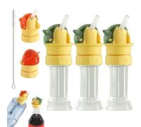 Water Bottle Spout Conversion Cap with Straw, Reusable Straw Cap Portable Water Bottle Spout Adapter, No Spill Soft Silicone Straws Makes Drinking on the Go, for Bottles Mouths (3PCS*GREEN)