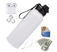 Water Bottle With Secret Compartment | 720ML 304 Stainless Steel Thermal Cup | Food-Grade Silicone Double Lid Portable Insulated Flask, 300ML Storage Space For Money Or Small Items | Travel Sports Out
