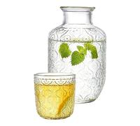 Water Carafe with Cup - Clear Mouthwash Dispenser, Elegant Bedside Set with Integrated Glass, Hand-Blown Borosilicate, Worry-less Nightstand Hydration, for Bedroom Bathroom