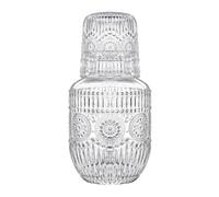 Water Carafe with Cup | Clear Mouthwash Dispenser | Glass Water Pitcher | for Wine Liquids Bedroom Bathroom Home Kitchen Dining Party