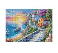 Water City Flower Border Puzzle 300 Piezas Obra De Arte 3D Realista Rompecabezas para Hombres Y Mujeres Desafío Intelectual Estera Portátil DIY Moderno 300 PCS