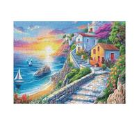 Water City Flower Border Puzzles 500 Piezas Moderno Minimalista Rompecabezas Familiar para Adultos 3D Maquetas Construir Aliviar Estrés Decorativo 500 PCS