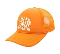 Water Drink Margs Trucker Gorra de Camionero Estilo Vintage Divertido Lindo Gráfico Country Tequila Sombrero de Cerveza Gorra de Conducción para Mujer y Hombre, naranja, M