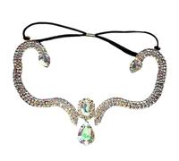 Water Drop Forehead Headband Chain Hair Jewelry Elegant Bridal Colorful Rhinestone Head Chain Women Headpiece para ocasiones especiales y festivales(Gold)