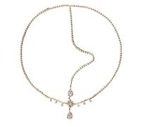 Water Drop Rhinestone Headpiece Jewelry for Women Forehead Chain Bridal Wedding Hair Wear Accessories Headdress para ocasiones especiales y festivales(Gold)