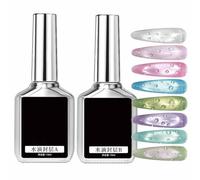 Water Drop Top Coat Gel Set - A B Formula 15ml Plus 15ml Nail Finish Removable UV Gel Bottles - Glossy Droplet Effect - Summer Manicure Enhancement
