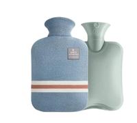 Water-filled PVC hot water bag for compress and stomach warming Thickened explosion-proof portable velvet hand warmer Para Hombros Cintura(Blue-1000ml)