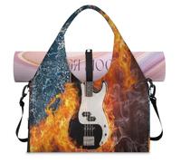Water Fire Music - Bolsa de lona deportiva para guitarra eléctrica con compartimento para zapatos, fin de semana, bolsa de equipaje para gimnasio, yoga, viajes, color, L, Bolsa de viaje