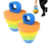 Water Fitness Kettlebells 2 Piece Set | Adjustable EVA Foam Pool Weights For Swimming Exercise | Aquatic Equipment For Arm Strength Training & Aqua Aerobics - Blue