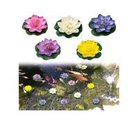 Water Floating Lotus Flowers 5pcs Artificial Floating Pond Decorations Artificial Foam Water Lily