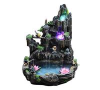 Water Fountain Desktop Ornament Interior Home Crafts Desktop Fountain Feng Shui Fortune Waterfall Fountain Resin Rock and Fish Pond Home Office Decoration 22.8" H Zen Meditation Fountain Crafts