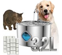 Water Fountain for Dogs, 2026 New Water Bowl 3.2L Large Capacity, Quiet Automatic Circulating Pet Dispenser with Visual Water Level for Cats and Dogs (1 * Water Fountain + 8 Filter)