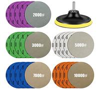 Water Grit Sandpaper 2000/3000/5000/7000/10000 and 5-inch Backing Pad Set, Wet Dry Electric Hook &Loop Sanding Disc with Pad, Grinding Abrasive Paper and Orbital Sander Polisher