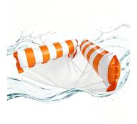 Water Hammock Pool Float 2-in-1 Striped Inflatable Portable Hammock Inflatable Floating Chair Stable Design Quick Inflation For Lake Sea Pond River Indoor Outdoor Outside Camping Travel Summer