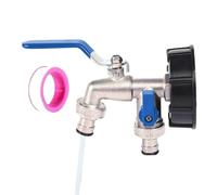 Water Hose Splitter, Spigot Faucet Bib Adapter with Valves, Rust Resistant Metal Connector for Camping, Greenhouse, Farm, Outdoor Irrigation, Car Washing, Garden, Backyard