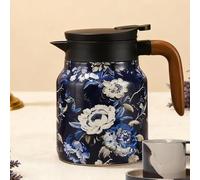 Water Kettle, Retro Style Tea Maker, Double Wall Construction, High Capacity 1 litro, Integrated Leaf Filter, Camping Office Accessory, Hot Beverage Server, Perfect for Birthday Celebration