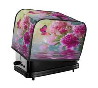 Water Lake - Cubierta para tostadora de 2 rebanadas, diseño de peonías rosas, flores y mariposas, para máquina de pan, pequeño electrodoméstico de cocina