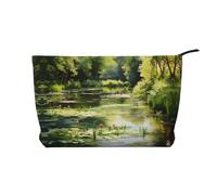 Water Lilies in the Pond - Bolsa de cosméticos de pana para mujer, cartera portátil con cremallera, adecuada para viajes y almacenamiento diario de cosméticos,