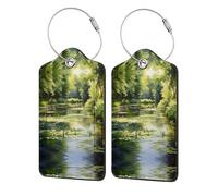 Water Lilies in The Pond - Etiqueta de viaje de piel sintética con 1 patrón para configurar la etiqueta de equipaje