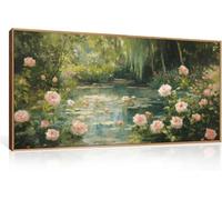 Water Lilies Monet Canvas Wall Art,Garden Pond Impressionist Floral Posters Prints for Living Room, Bedroom,Farmhouse(50x100cm/Sin marco)