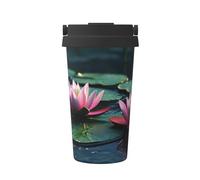 Water Lilies On The Lake Surface - Taza de café aislada con tapa, vaso de viaje de acero inoxidable a prueba de fugas