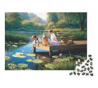 Water Lilies Puzzles 1000 Piezas Reciclado Lake Boating Personas Mayores Puzzles Accesorios para Juego de Fiesta Excelente Idea de Regalo para Family and Friends Birthdays 52x38cm/1000pcs