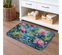 Water Lilies - Tapete de baño de secado rápido, diseño floral vibrante y artístico, antideslizante, tapete de ducha decorativo de primavera lavable para baño, inodoro, baño, 16 x 24 pulgadas