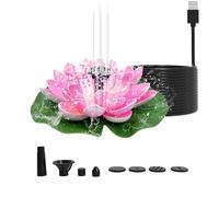 Water Lily Fuente Solar, Fuente Solar Jardin Exterior para Estanque De Peces, Estanque con Luces LED Y Poste De Soporte, Verano para Exteriores con Boquillas, 18x18cm, 1 Baño Pájaros, 8 Boquillas, C