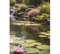 Water Lily Pond Garden Hardcover Journal: 8.25” x 11” | 300 Lined Pages | Glossy Cover