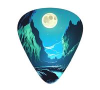 Water Moon Caveguitar - Juego de 12 púas de 3 grosores con funda para bajo, guitarra eléctrica y mucho más.