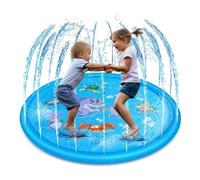 Water Pad for Kids Outside, Cartoon Splash Mat with Sprinkler Feature, Non-Slip Inflatable Water Play Pad for Lawn, Beach, Patio, Park, Outdoor Summer Party, Birthday Activities