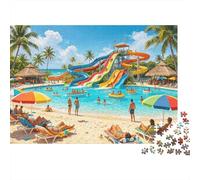 Water Park Puzzle 1000 Piezass Reciclado Material Summer Fun Puzzles for Boy & Girl Ages 6 Years Up Juego Educativo Challenge Parent Child Toy 70x50cm/1000pcs