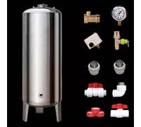 Water Pressure Tank for Well Systems, 16-185 Gallon 304 Stainless Steel Vertical Pressurized Tank, Water Storage Container for Home Farm Bathroom Car Wash, Silver(61x23.6in(500L/132Gal))