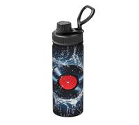 Water Record - Botella de agua de acero inoxidable aislada al vacío de 530 ml, botella de vinilo a prueba de fugas con asa de transporte, taza térmica para deportes, escuela, viajes, gimnasio, viajes