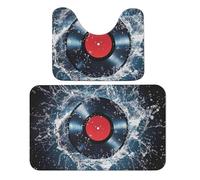 Water Record - Juego de 2 alfombras de baño de vinilo absorbente de CD y alfombra de baño antideslizante con tapete de inodoro