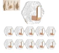 Water Ripple Hexagonal Self Adhesive Hooks, Ripple Design Heavy Duty Waterproof Adhesive, No Drill Bathroom Kitchen Wall Hooks for Keys & Home Decor Organizer (Gold 10pcs)