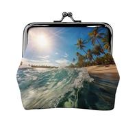 Water Rush to Tropical Beach - Monedero pequeño con cierre de beso para mujer, monedero para cambio de monedas, cartera para tarjetas de crédito