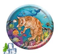 Water Sensory Play Mat, Pet Cooling Bed Pad, 41.34in Inflatable Waters Cushion, Cat Sensory Mats, Round Anti-Leak Design for Cats Small Dogs Rabbits Guinea Pigs Indoor Outdoor Use
