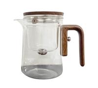 Water Separation Teapot - Heat Resistant Clear Carafe, Wood Handle, Anti-Spill Tea Steeper Pot For Apartment, Dormitory, School, Office & Home Brewing, Elegant & Practical Tea Pot Accessory