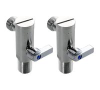 Water Shut Off Valve Set, 2 Piece Metal Three Way Angle With Rotary Handle and Filter Screen, for Kitchen Toilet Bathroom Sink and Washbasin(25MM)