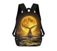 Water Splashing Around Celestial Whale Moonlit Ocean Night Mochila, Mochila Infantil, Mochila Escolar Para Estudiantes, Mochila Para Libros, Mochila Escolar Impresa En 3D Para Niños Y Niñas 17inch