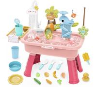 Water Table for Kids, Water Sensory Tables, Educational 4-in-1 Pretend Play Sink Toy with Electric Faucet, Ideal for Boys and Girls Playhouse, School, Park, Beach, Birthday, Backyard, and Travel