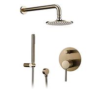 Water-Tap Bath Shower Systems Bath Bathroom Shower Head Rainfall Combo Faucet Wall-Mount Arm Solid Brass Hot and Cold Mixer Diverter Set,8 Inch,8 Inch