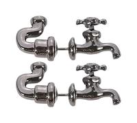 Water Tap Earrings - Creative Faucet Stud Design, Elegant Metal Jewelry, Chic Fashion Accessory | Party Masquerade Outing Wear Usage, Women Stylish Piercing Accessory Unique Novelty Design Lightweight