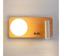 Water Transfer Wood Grain Wall Light, Ultra-Thin Metal Wall Lamp with Glass Lampshade, Bedside Reading Wall, Wall Lamps + G9 Socket, Creative Wall Lights(Wood Color)