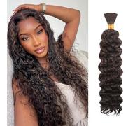 Water Wave Bulk for Braiding 16inch 100g With 2 Bundles Deep Wave Bulk Hair for Boho Braids No Weft Curly Wavy Synthetic Bohemian Braiding Hair Extensions for Women (4#, 16inch(50g/Bundle x2))