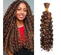 Water Wave Bulk for Braiding 18inch 110g With 2 Bundles Deep Wave Bulk Hair for Boho Braids No Weft Curly Wavy Synthetic Bohemian Braiding Hair Extensions for Women (P4/30, 18inch(55g/Bundle x2))